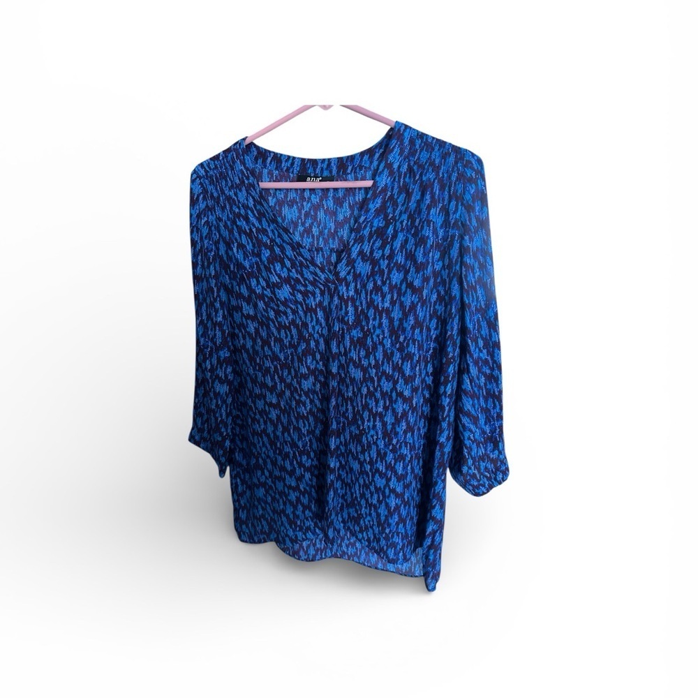 a.n.a Navy Patterned Women's Blouse - Picture 2 of 7